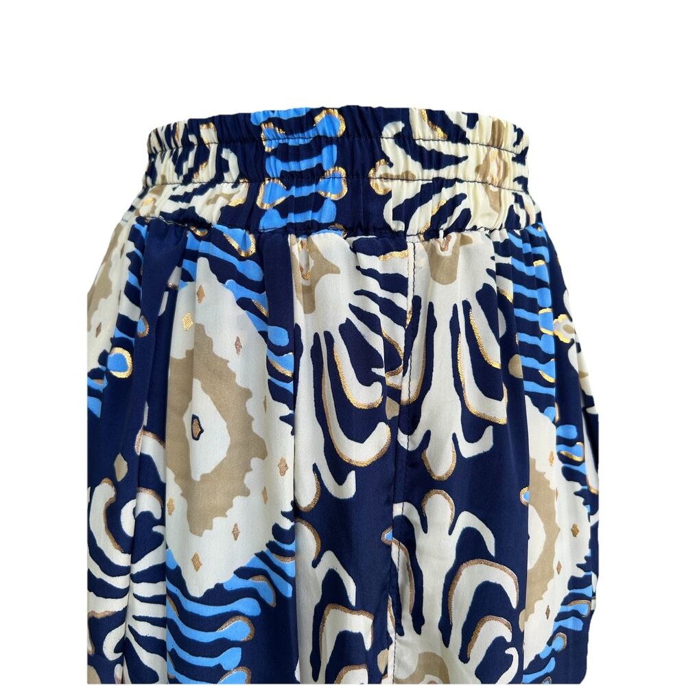 Gold & Silver Paris Wide-Leg Palazzo Pants Womens One Size Blue Gold Lightweight - Picture 4 of 13